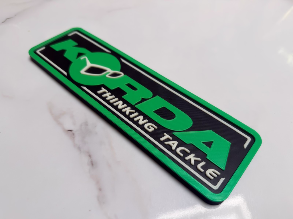 Korda Thinking Tackle Inspired Fishing Display Plaque, Green Black & White, 24cm