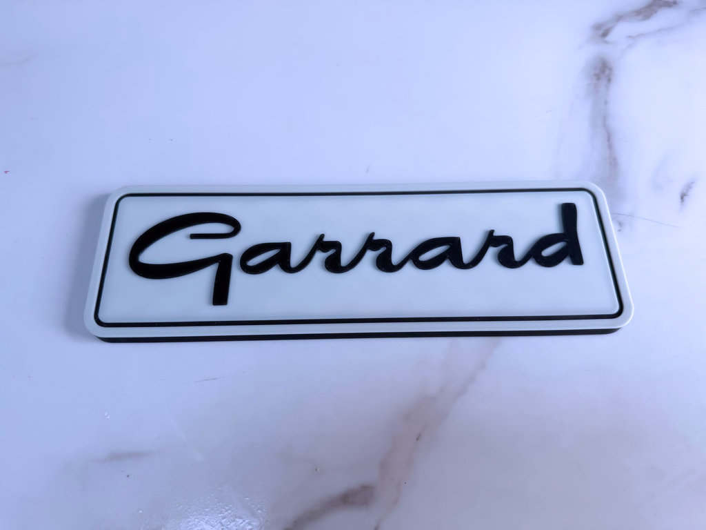 Garrard Inspired Turntable & Hi-Fi Wall Plaque, Matte Black & White, 22cm