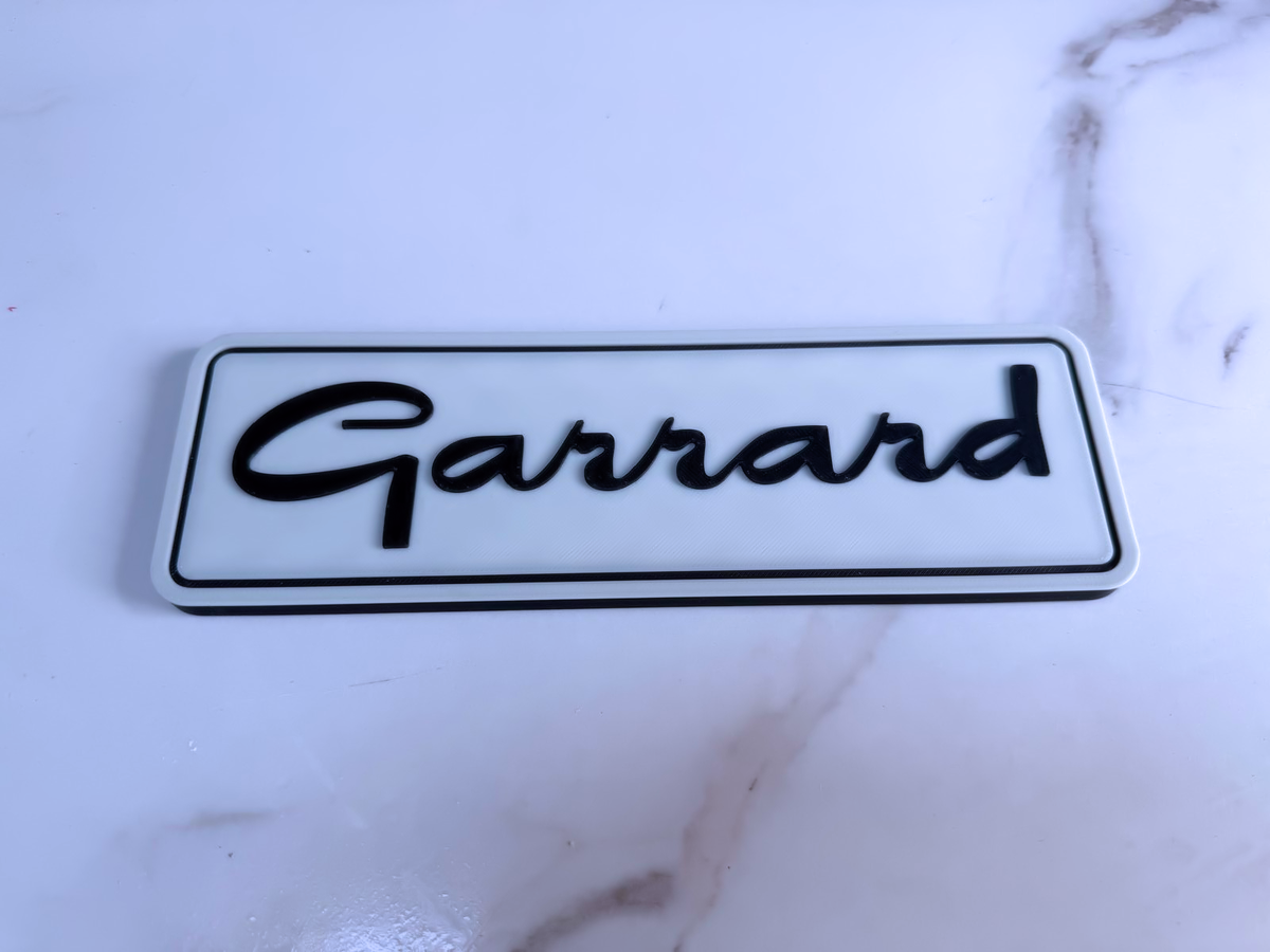 Garrard Inspired Turntable & Hi-Fi Wall Plaque, Matte Black & White, 22cm