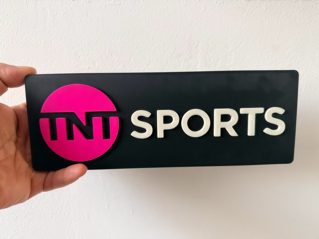 TNT Sports Inspired Wall Plaque, Magenta Black & White, 25cm