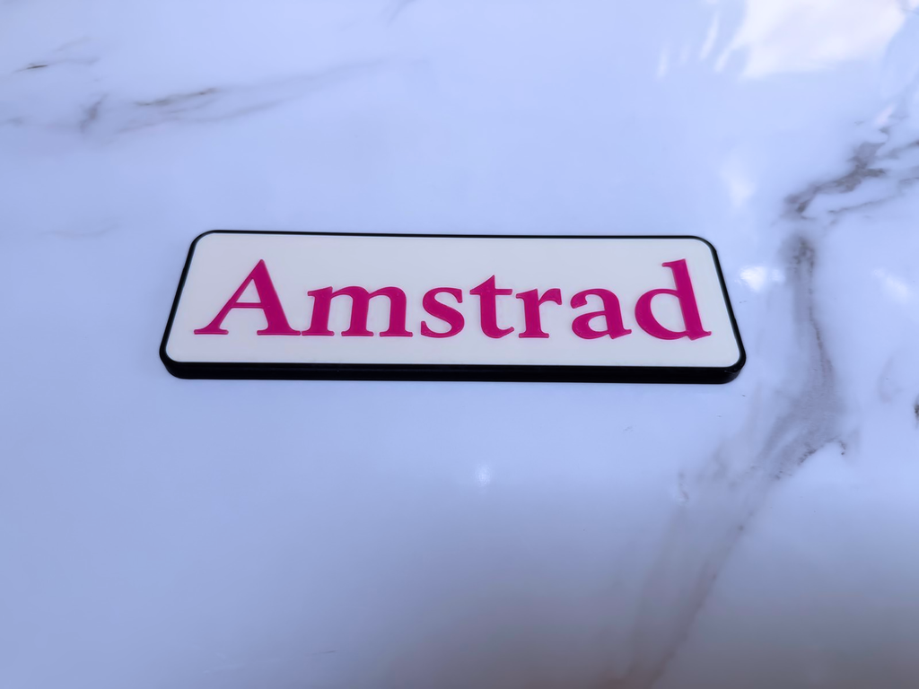 Amstrad Inspired Retro Computer Wall Plaque, Matte Black, White & Magenta, 22cm