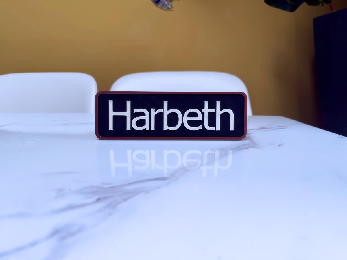 Harbeth Inspired Hi-Fi Speaker Wall Plaque, Matte Black, Brown & White, 22cm