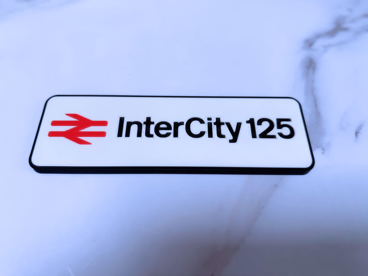 InterCity 125 Inspired Railway Wall Plaque, Matte Black, White & Red, 22cm