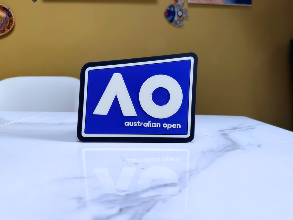 Australian Open AO Inspired Tennis Wall Plaque, Blue Black & White, 18cm