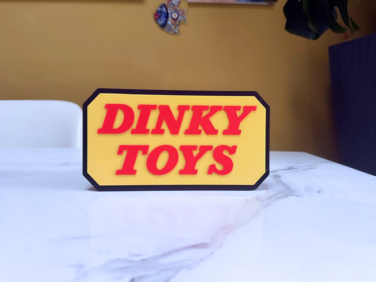 Dinky Toys Inspired Diecast Model Car Wall Plaque, Matte Black, Sunshine Yellow & Cherry Red, 22cm