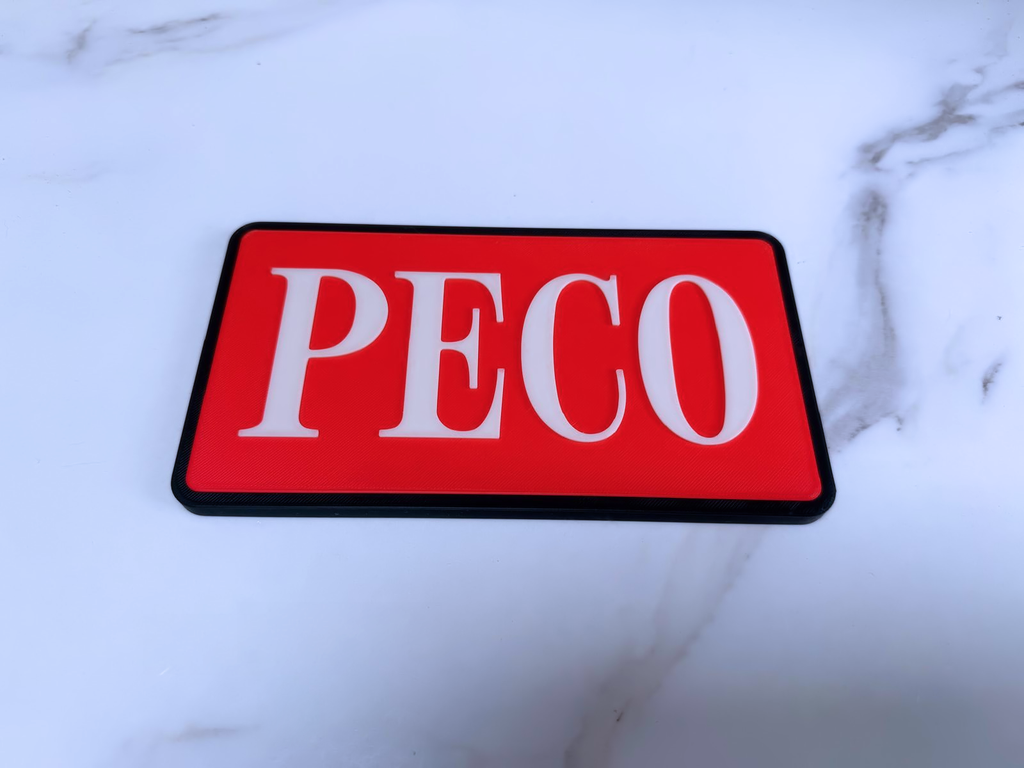 PECO Inspired Model Railway Wall Plaque, Red, Matte Black & White, 20cm