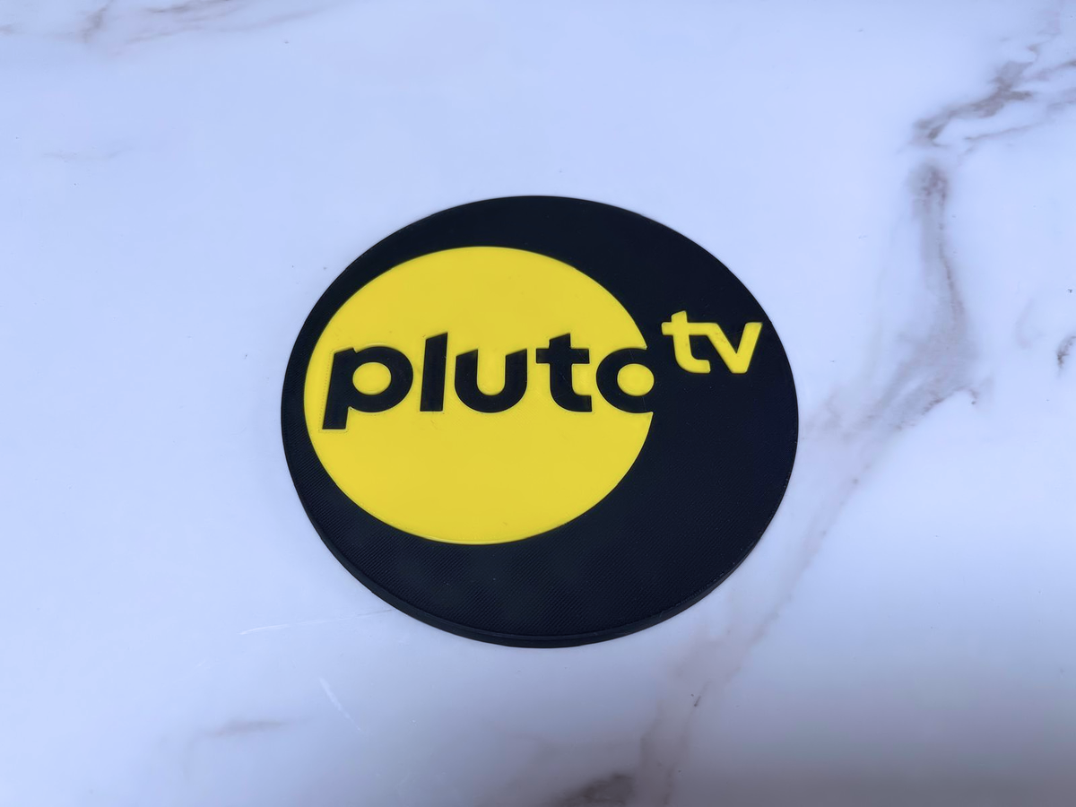 Pluto TV Inspired Wall Plaque, Matte Black & Yellow, 16cm