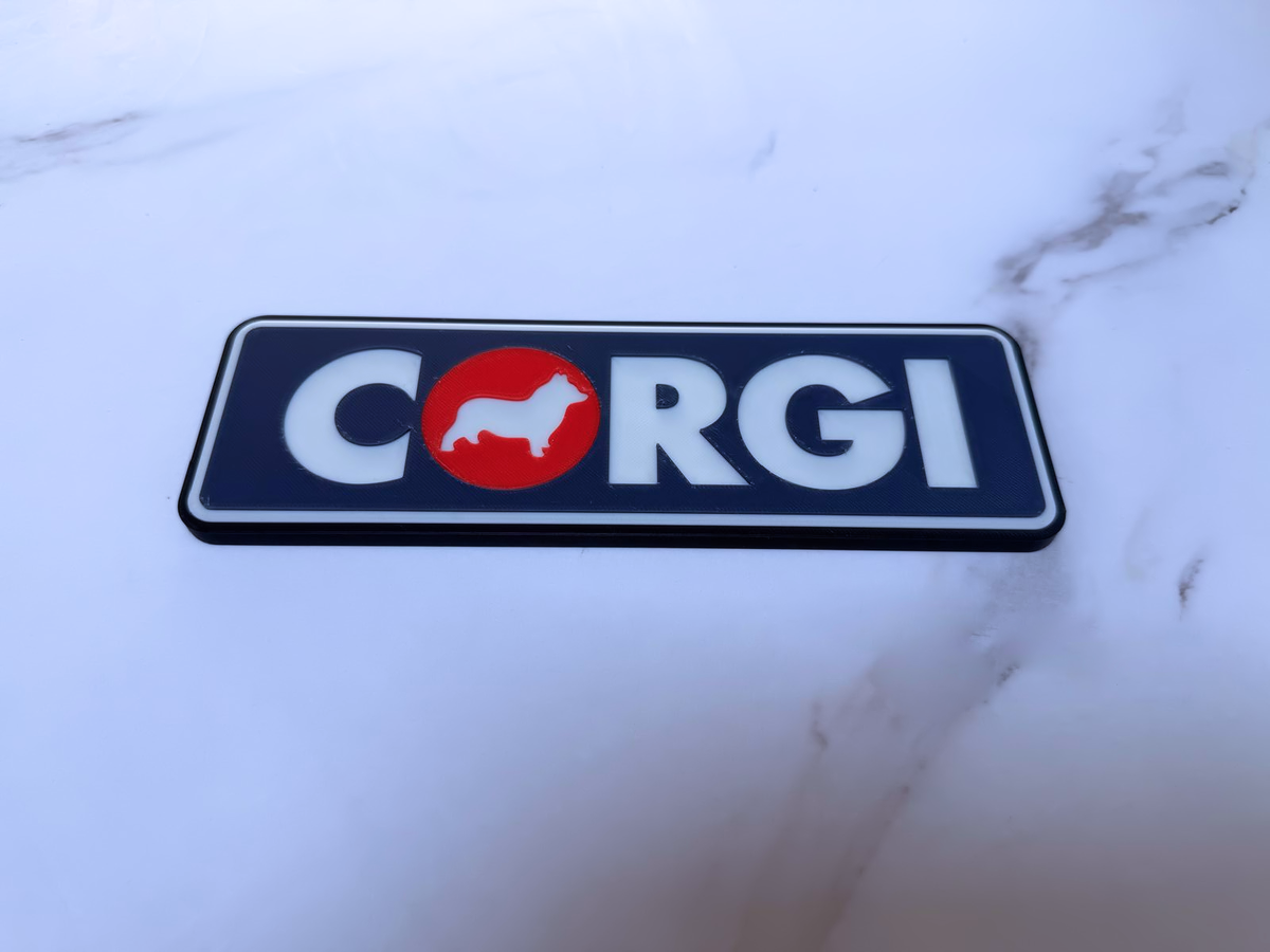Corgi Toys Inspired Diecast Model Car Wall Plaque, Matte Black, Navy Blue, White & Red, 22cm