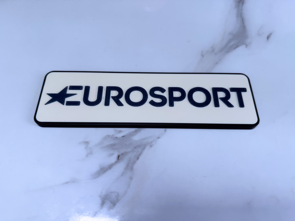 Eurosport Inspired Sports TV Wall Plaque, Matte Black, White & Navy Blue, 24cm