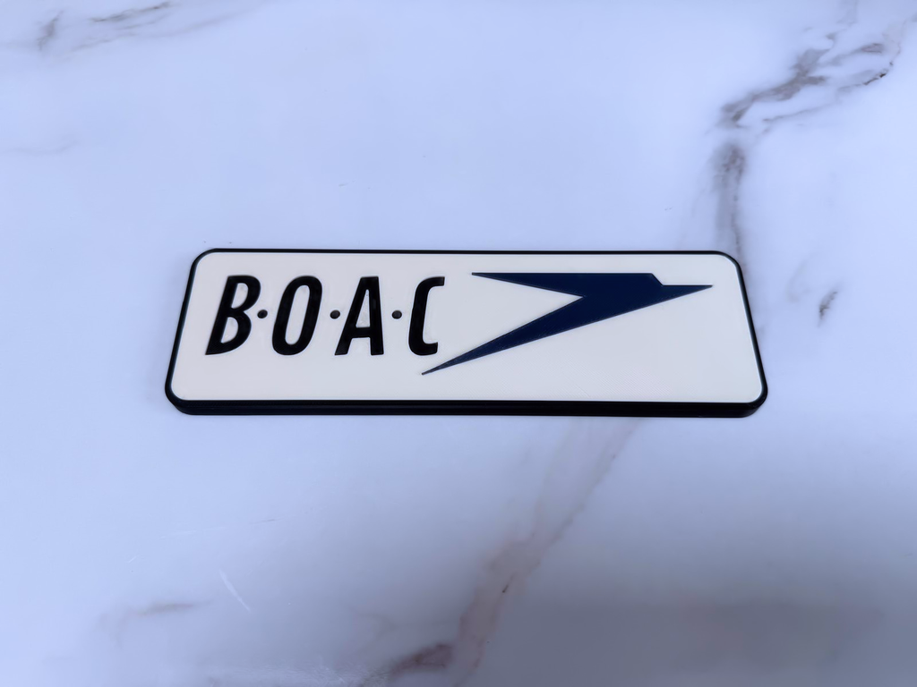 BOAC Inspired Retro Airline Wall Plaque, Matte Black, White & Navy Blue, 22cm