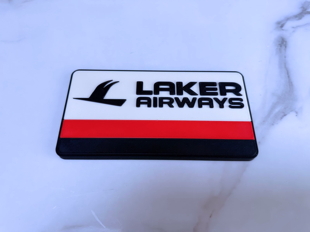 Laker Airways Inspired Retro Airline Wall Plaque, Matte Black Red & White, 18cm