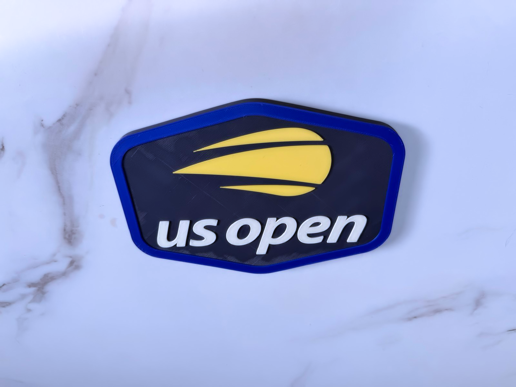 US Open Inspired Tennis Wall Plaque, Navy Blue Yellow & White, 19cm