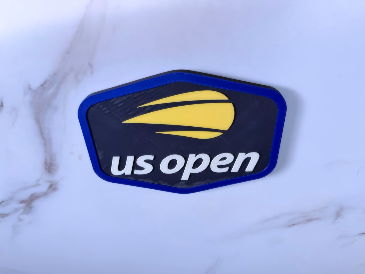 US Open Inspired Tennis Wall Plaque, Navy Blue Yellow & White, 19cm