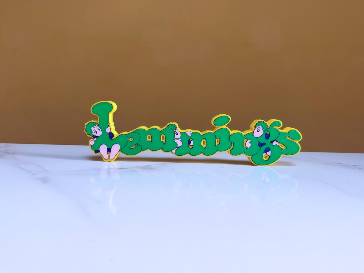 Lemmings Retro Game Freestanding Plaque, Green & Yellow, 29cm