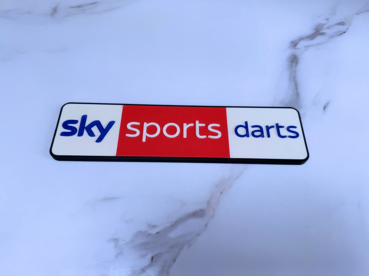 Sky Sports Darts Inspired Wall Plaque, Matte Black, White, Red & Blue, 27cm