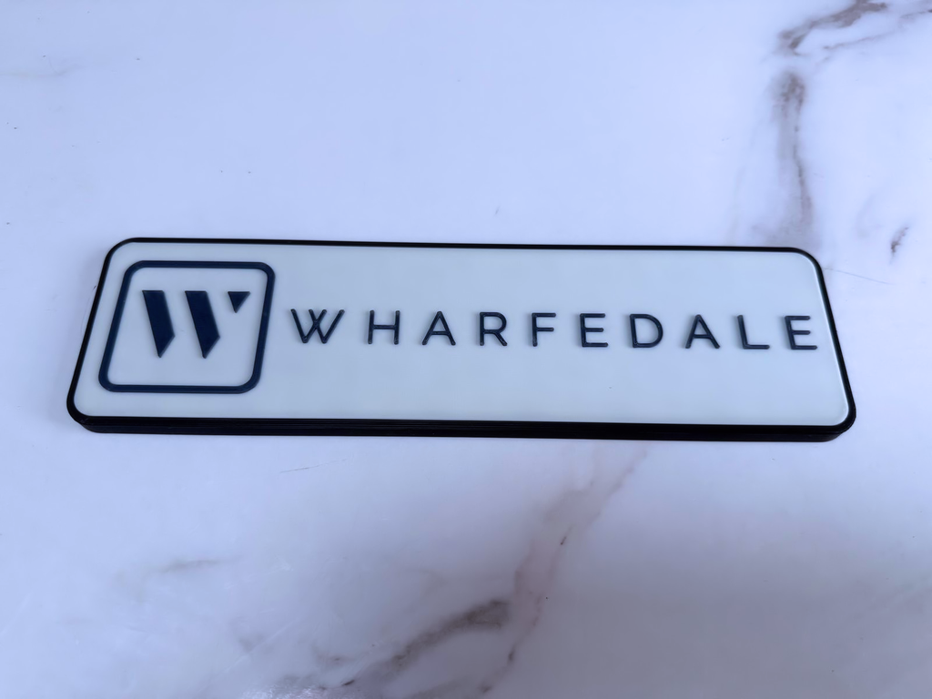Wharfedale Inspired Hi-Fi Speaker Wall Plaque, Matte Black, White & Navy Blue, 25cm