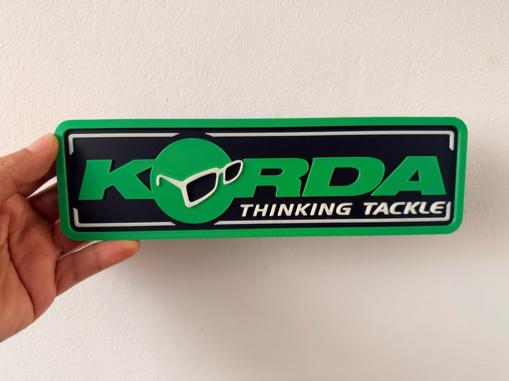 Korda Thinking Tackle Inspired Fishing Display Plaque, Green Black & White, 24cm