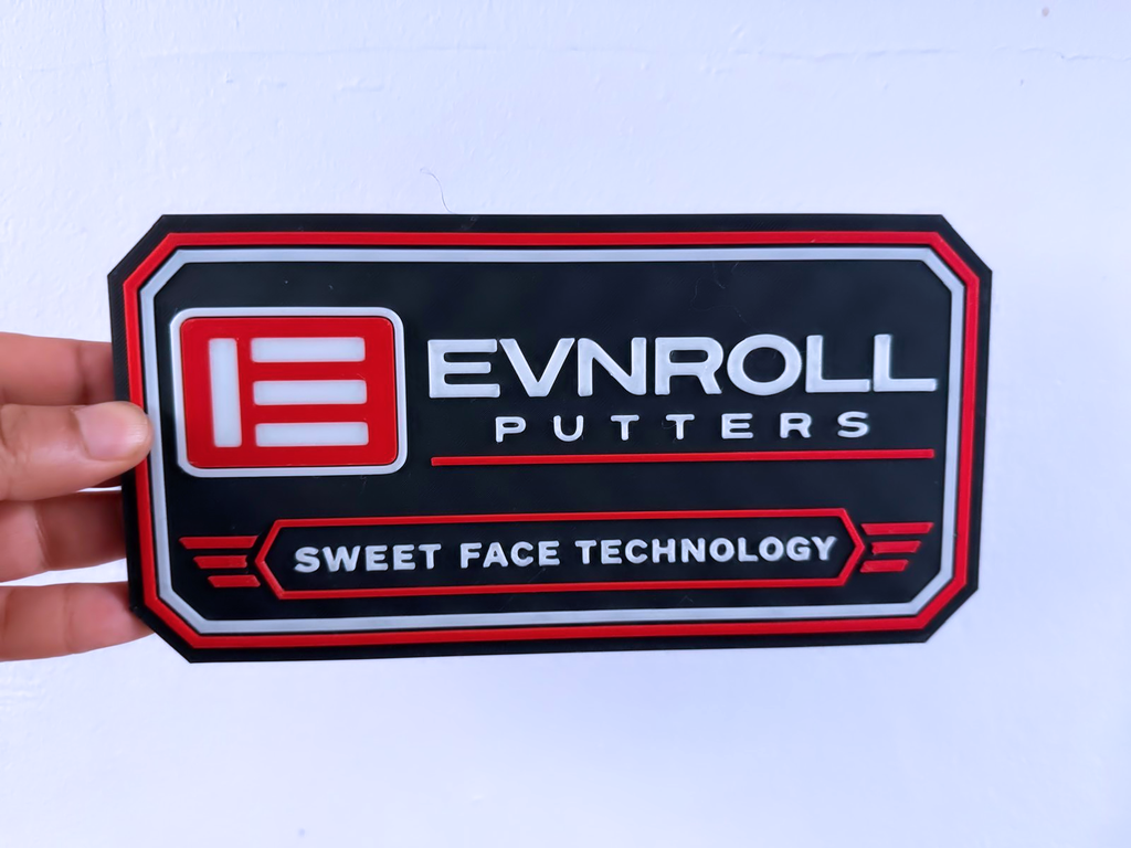 Evnroll Inspired Golf Wall Plaque, Red Black & Bone White, 22cm