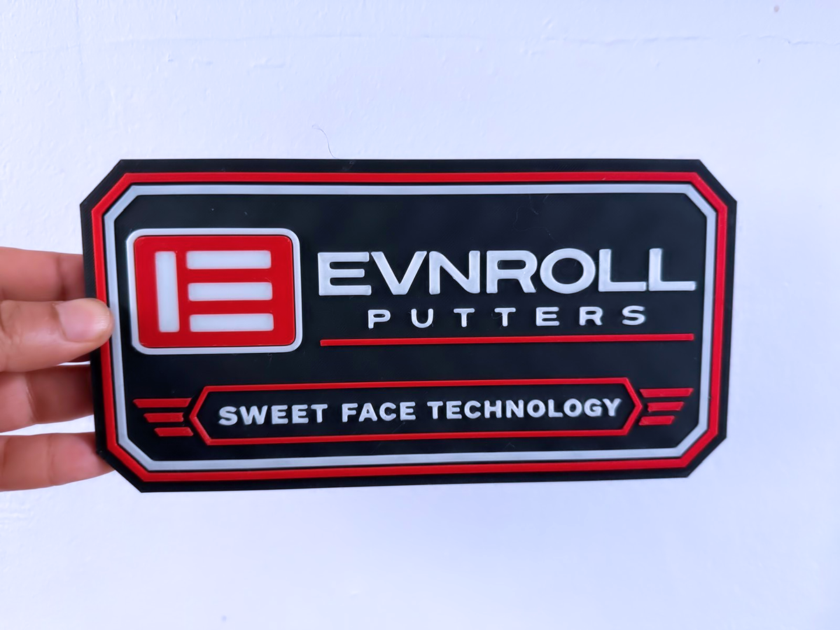 Evnroll Inspired Golf Wall Plaque, Red Black & Bone White, 22cm