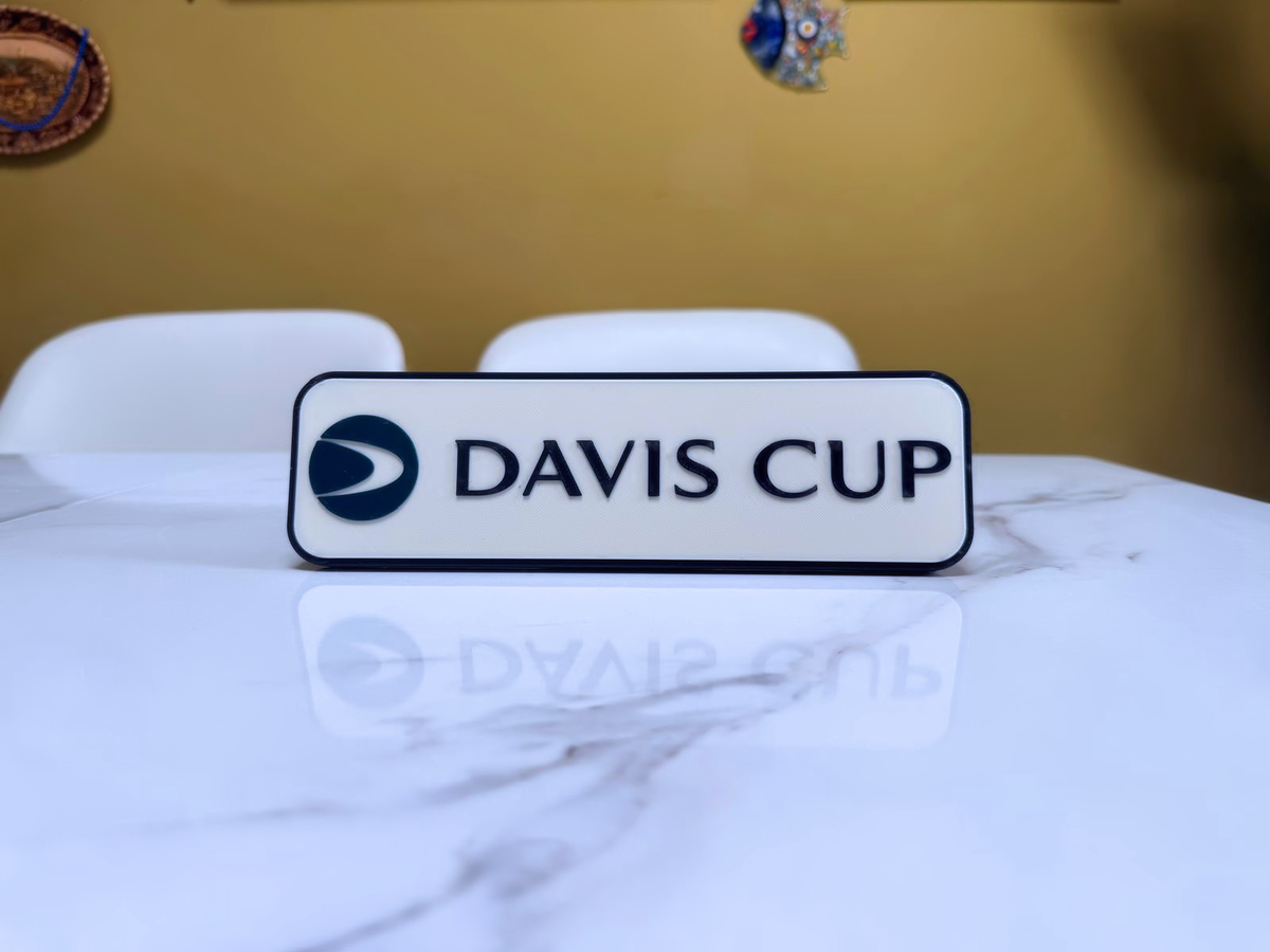 Davis Cup Inspired Tennis Wall Plaque, Black White & Dark Green, 20cm