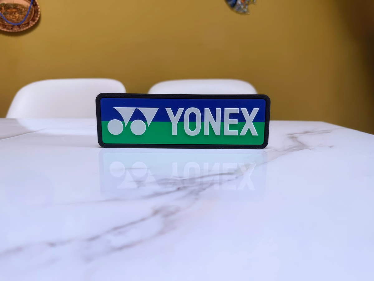 Yonex Inspired Tennis Wall Plaque, Black White Blue & Green, 22cm