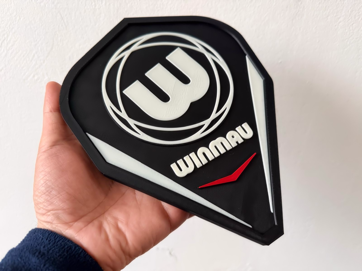 Winmau Inspired Darts Wall Plaque, Matte Black Red & Milky White, 22cm