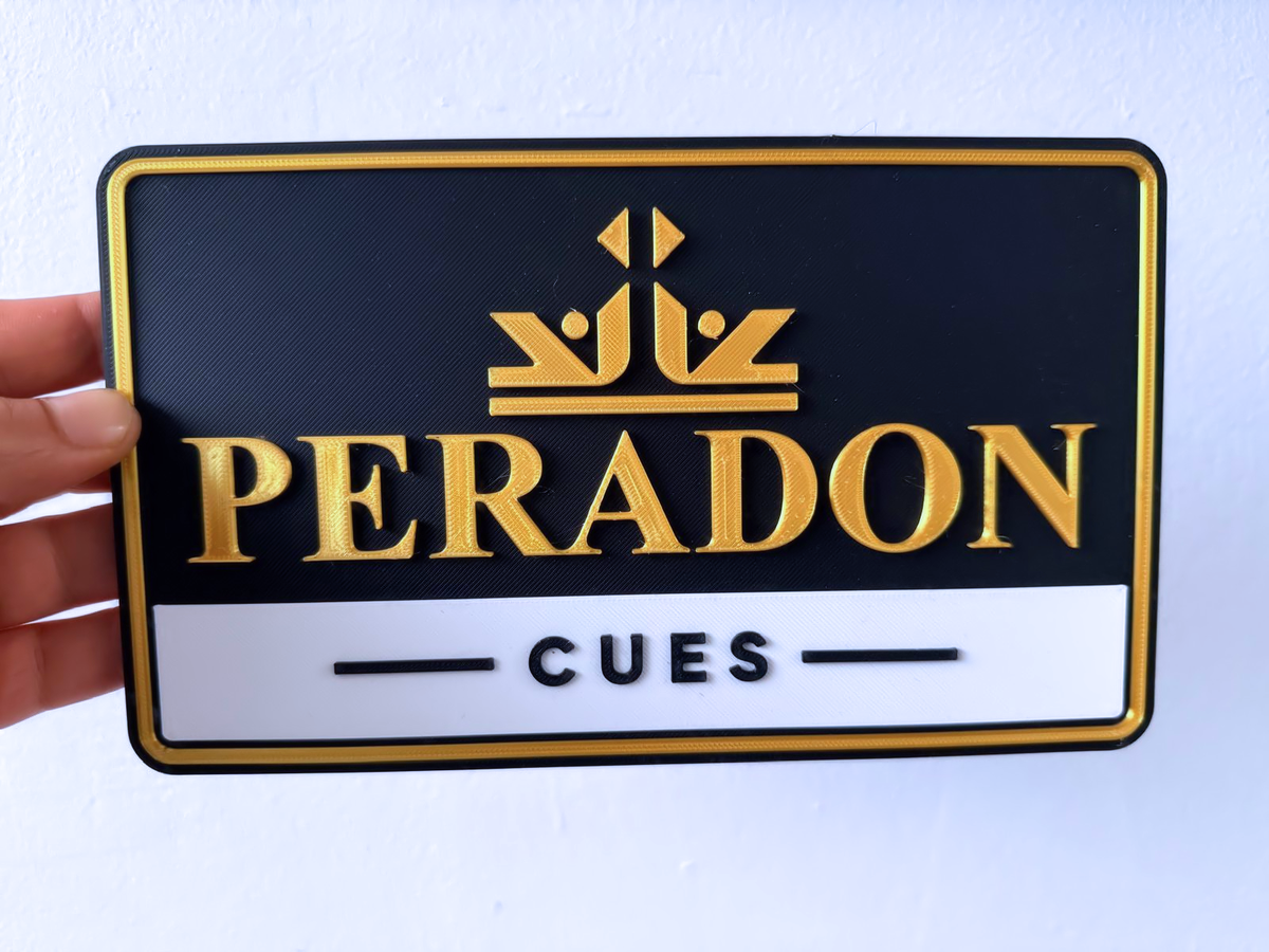 Peradon Cues Inspired Snooker Wall Plaque, Black White & Gold, 22cm