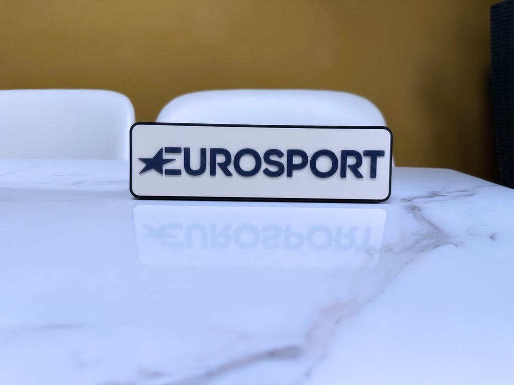 Eurosport Inspired Sports TV Wall Plaque, Matte Black, White & Navy Blue, 24cm
