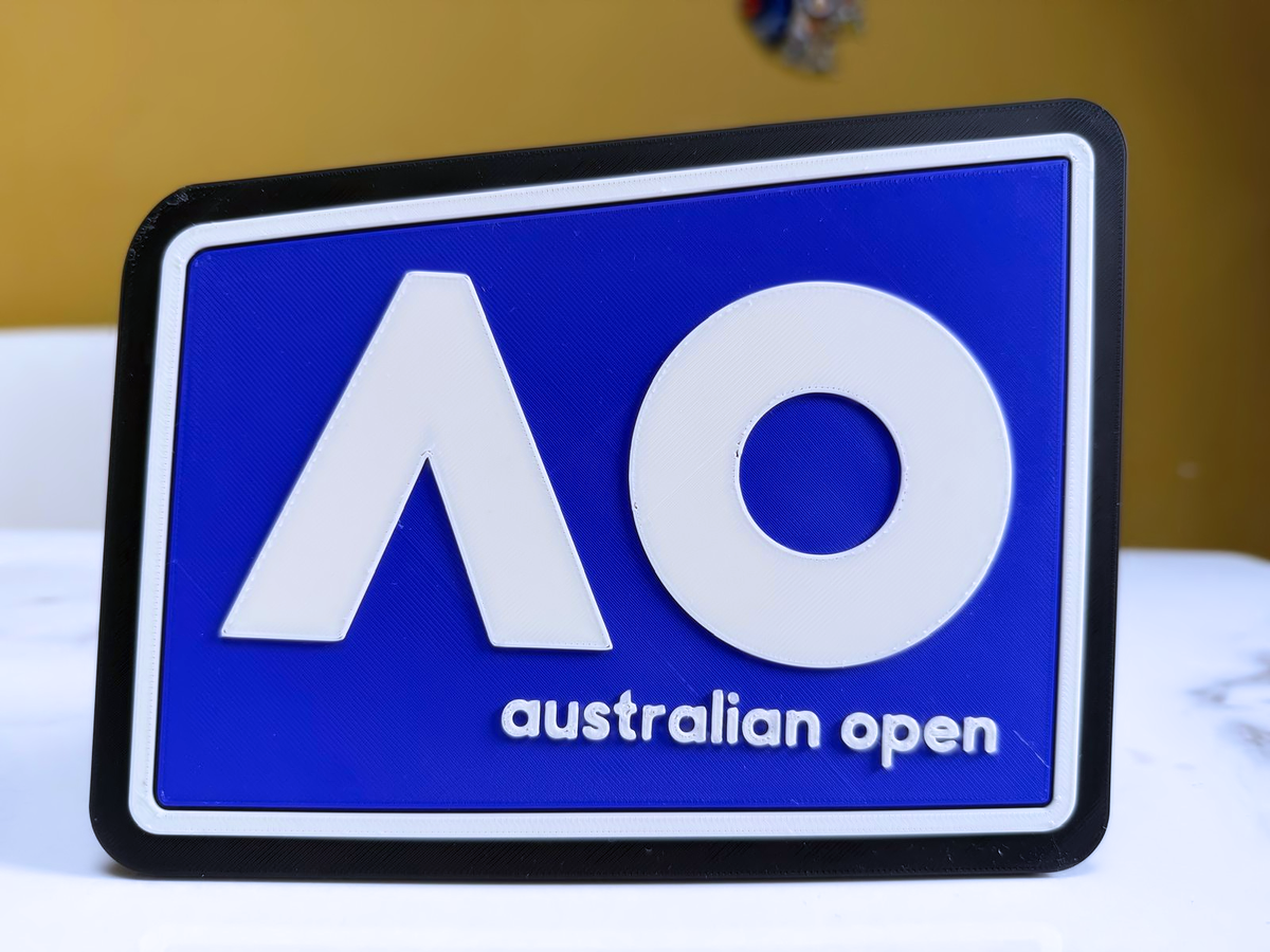 Australian Open AO Inspired Tennis Wall Plaque, Blue Black & White, 18cm