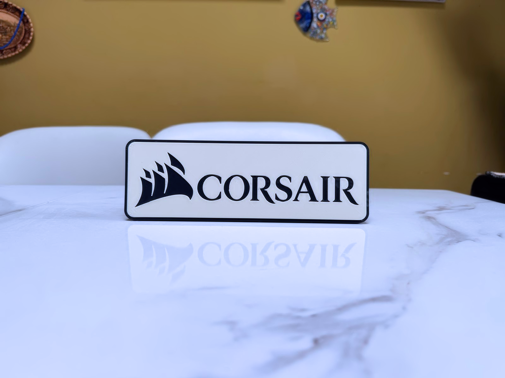 Corsair Inspired PC Gaming Wall Plaque, Matte Black & White, 24cm