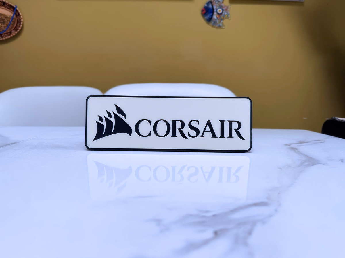 Corsair Inspired PC Gaming Wall Plaque, Matte Black & White, 24cm