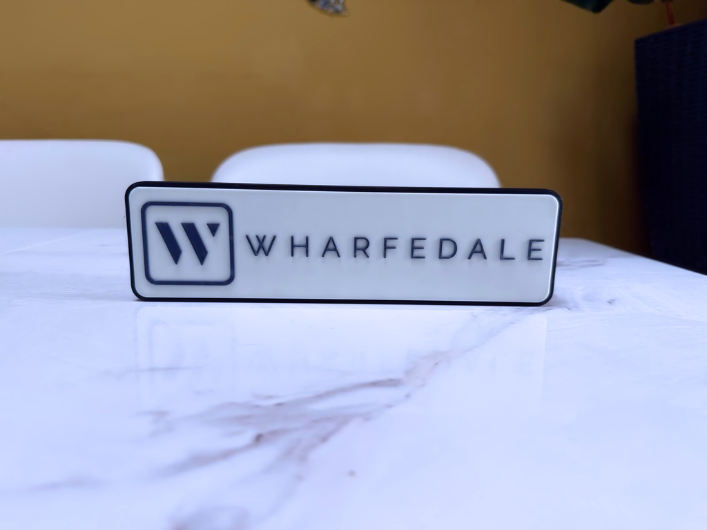 Wharfedale Inspired Hi-Fi Speaker Wall Plaque, Matte Black, White & Navy Blue, 25cm