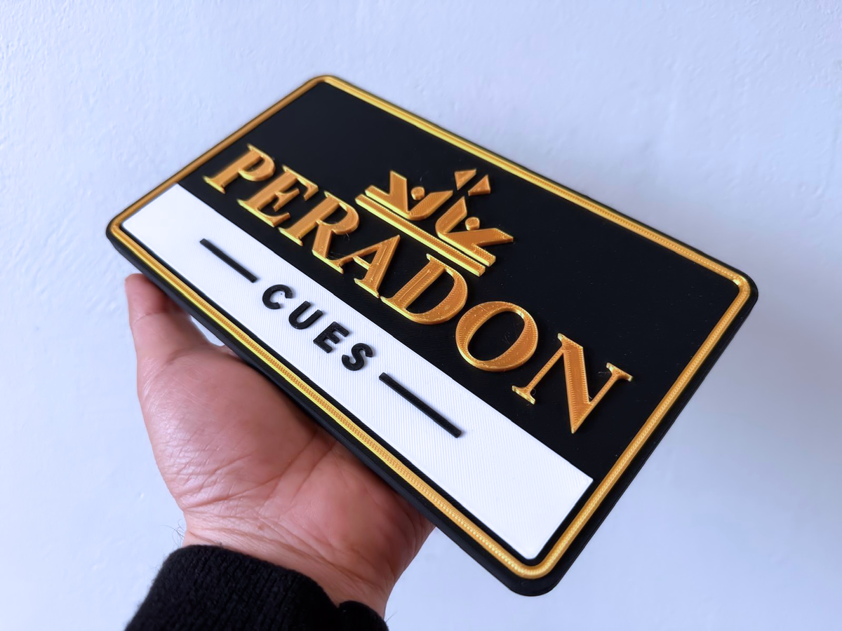 Peradon Cues Inspired Snooker Wall Plaque, Black White & Gold, 22cm