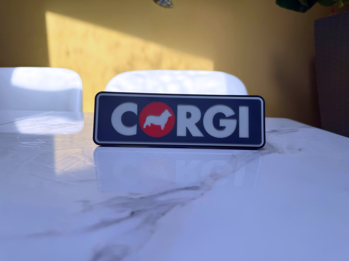 Corgi Toys Inspired Diecast Model Car Wall Plaque, Matte Black, Navy Blue, White & Red, 22cm