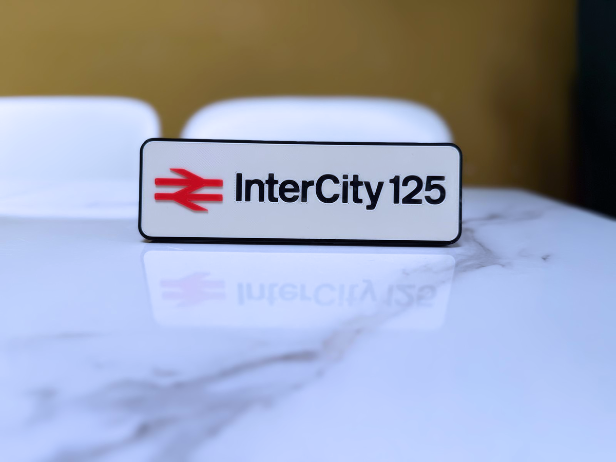 InterCity 125 Inspired Railway Wall Plaque, Matte Black, White & Red, 22cm