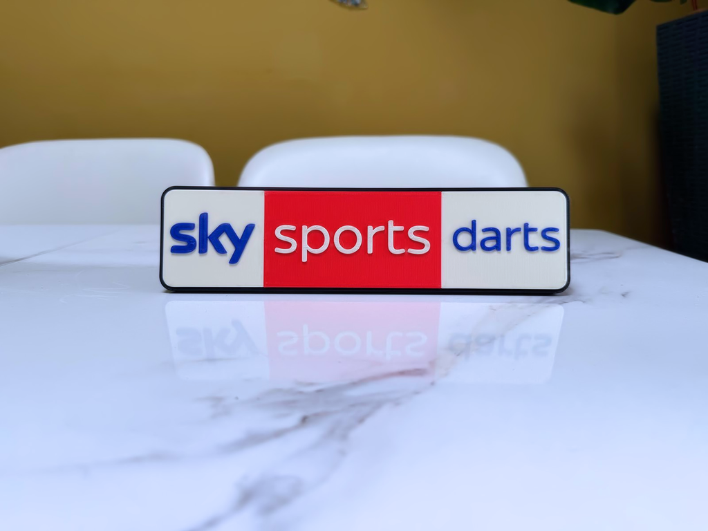 Sky Sports Darts Inspired Wall Plaque, Matte Black, White, Red & Blue, 27cm