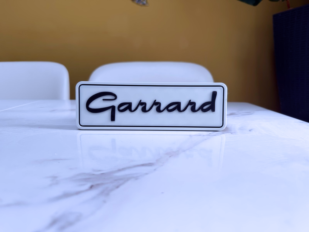 Garrard Inspired Turntable & Hi-Fi Wall Plaque, Matte Black & White, 22cm
