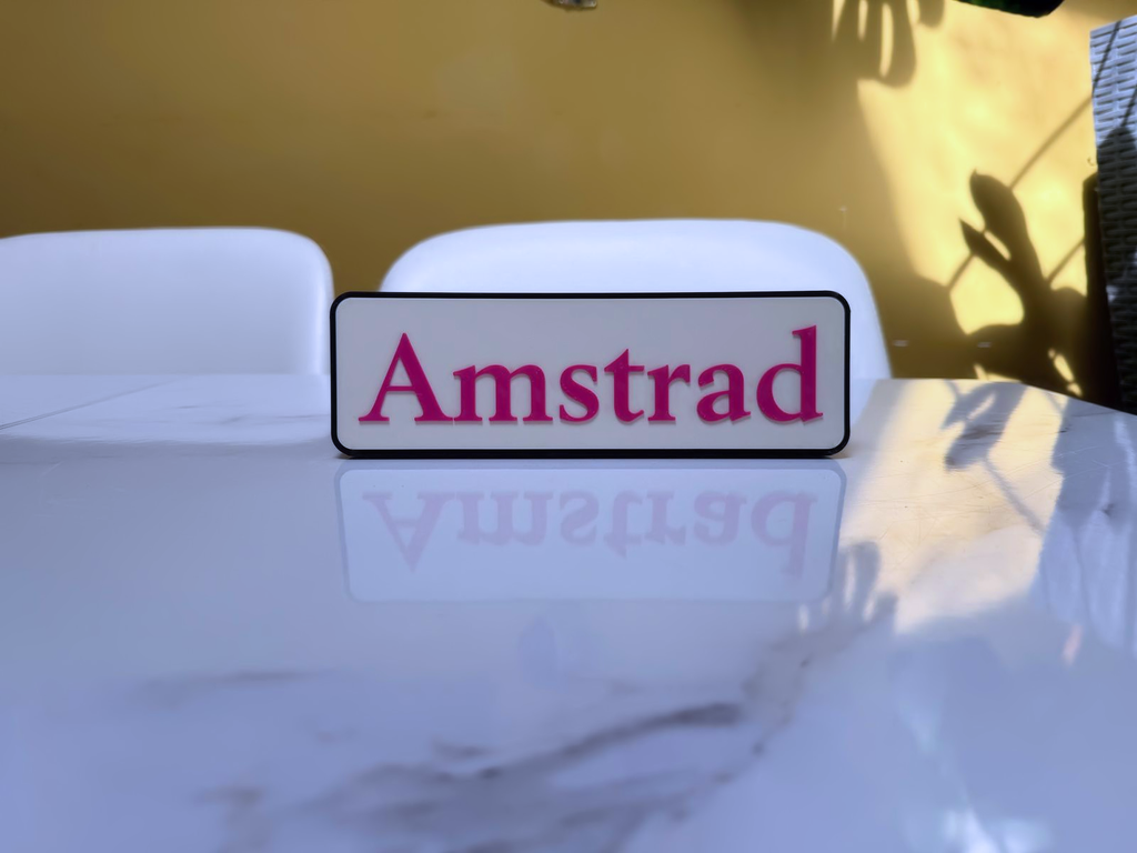 Amstrad Inspired Retro Computer Wall Plaque, Matte Black, White & Magenta, 22cm