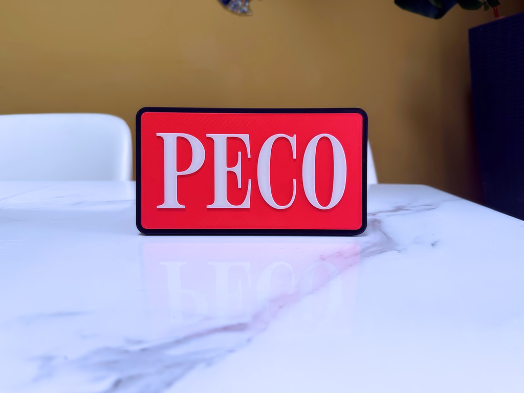 PECO Inspired Model Railway Wall Plaque, Red, Matte Black & White, 20cm