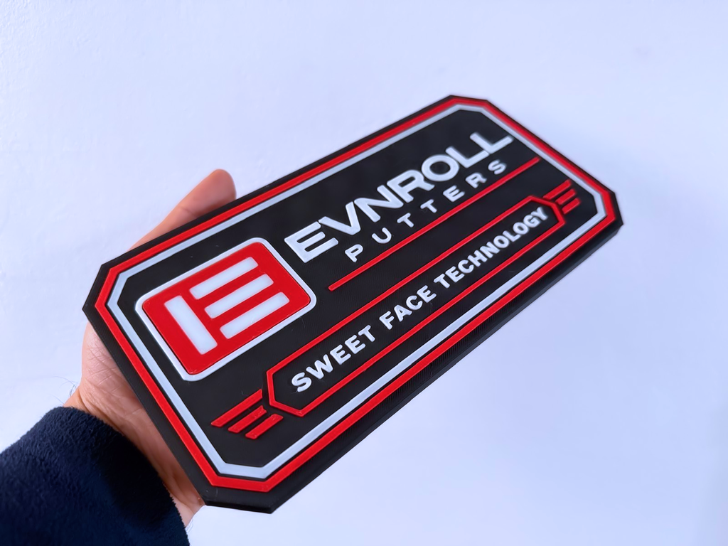 Evnroll Inspired Golf Wall Plaque, Red Black & Bone White, 22cm