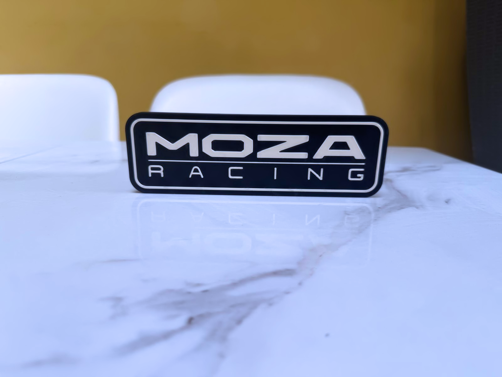 MOZA Racing Inspired Sim Racing Wall Plaque, Matte Black & White, 22cm
