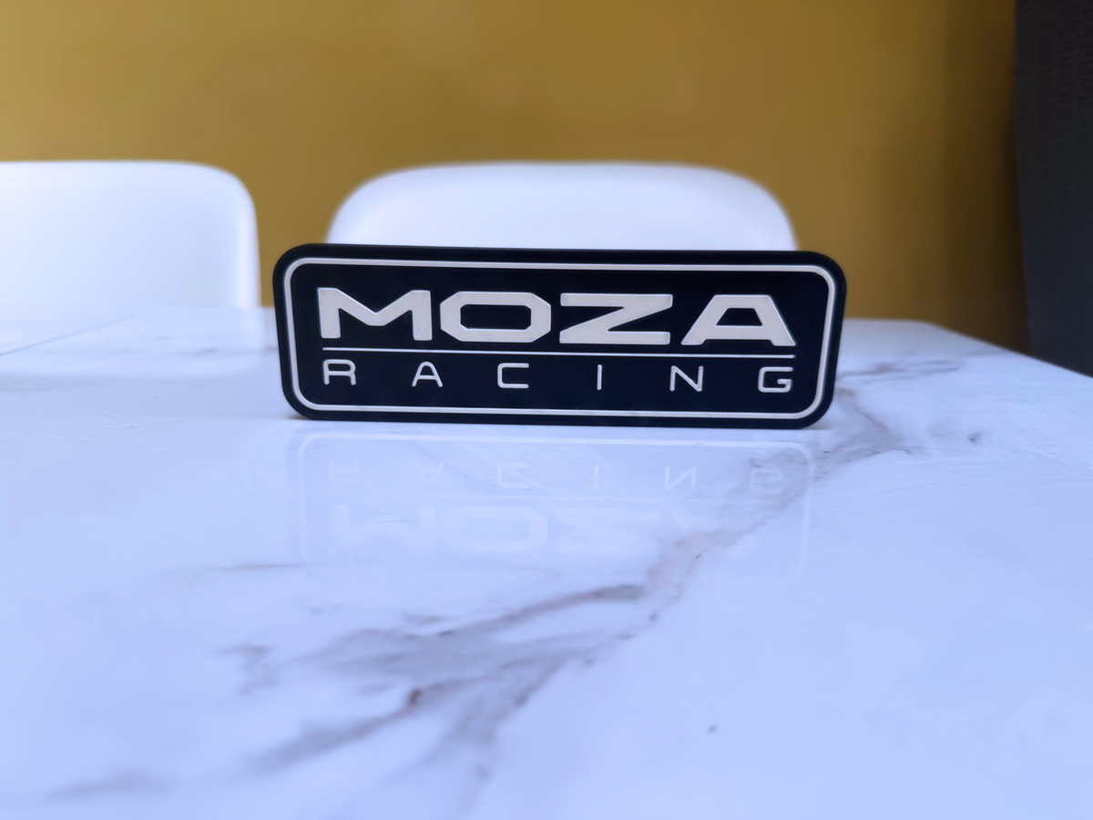 MOZA Racing Inspired Sim Racing Wall Plaque, Matte Black & White, 22cm