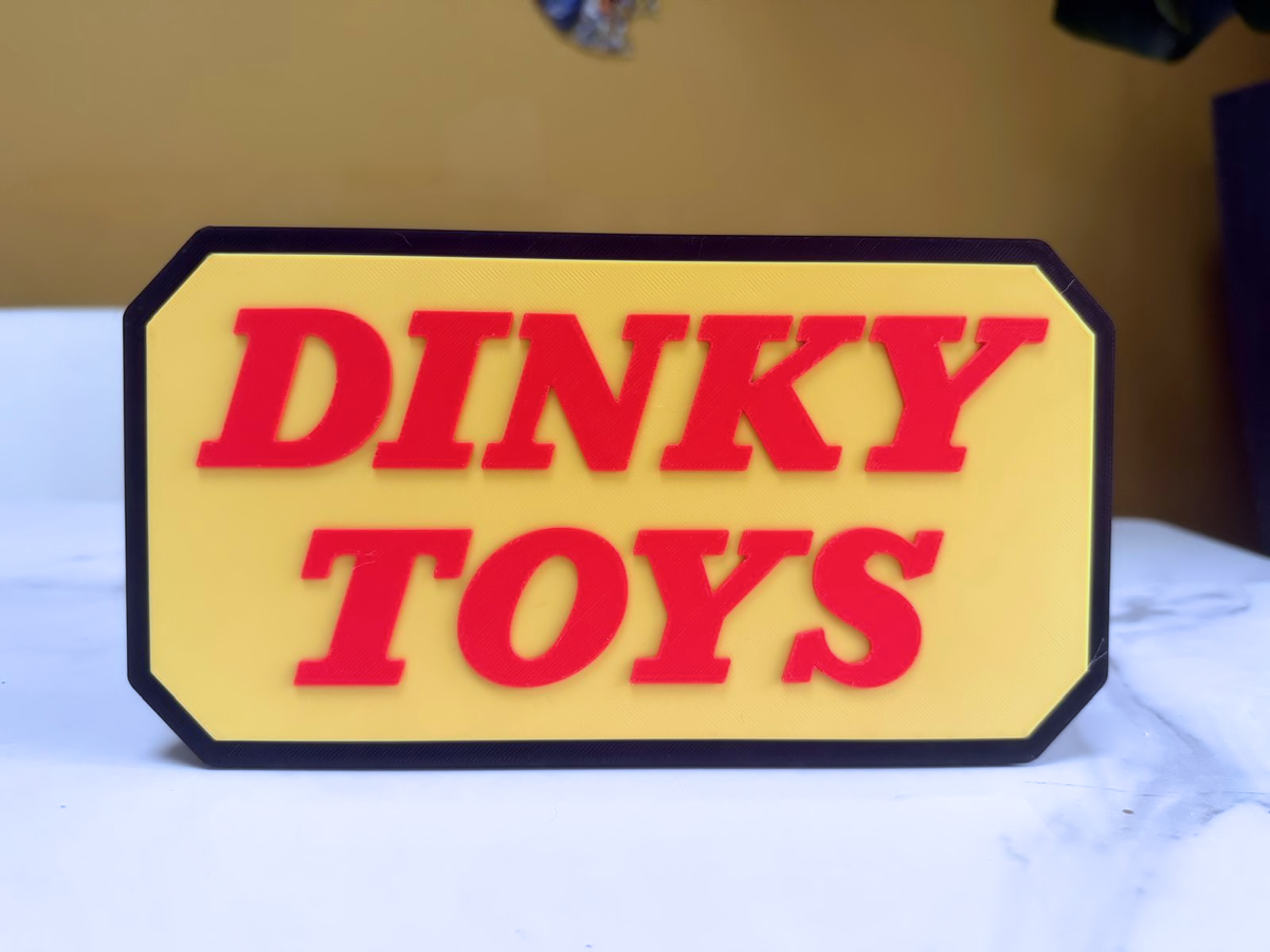 Dinky Toys Inspired Diecast Model Car Wall Plaque, Matte Black, Sunshine Yellow & Cherry Red, 22cm