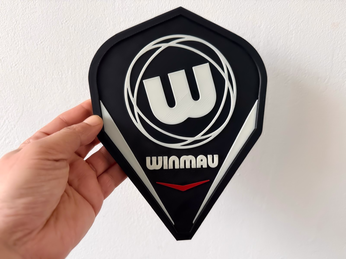 Winmau Inspired Darts Wall Plaque, Matte Black Red & Milky White, 22cm