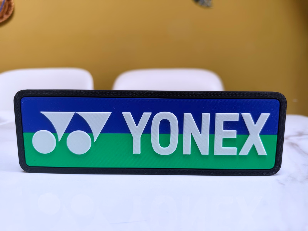 Yonex Inspired Tennis Wall Plaque, Black White Blue & Green, 22cm