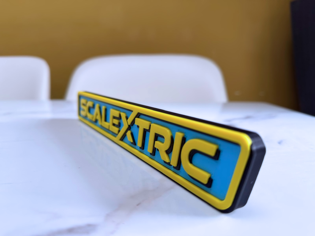 Scalextric Inspired Retro Slot Car Wall Plaque, Yellow Sky Blue & Matte Black, 27cm