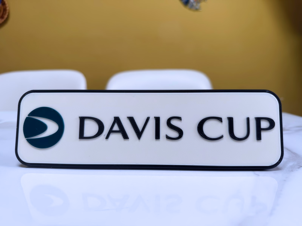 Davis Cup Inspired Tennis Wall Plaque, Black White & Dark Green, 20cm