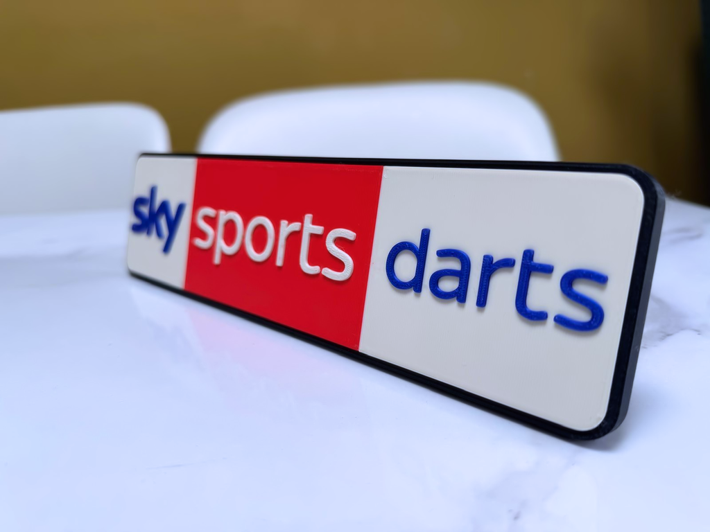 Sky Sports Darts Inspired Wall Plaque, Matte Black, White, Red & Blue, 27cm