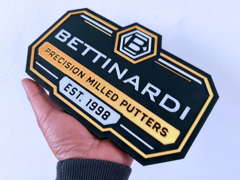 Bettinardi Putters Inspired Golf Wall Plaque, Black Gold & White, 22cm