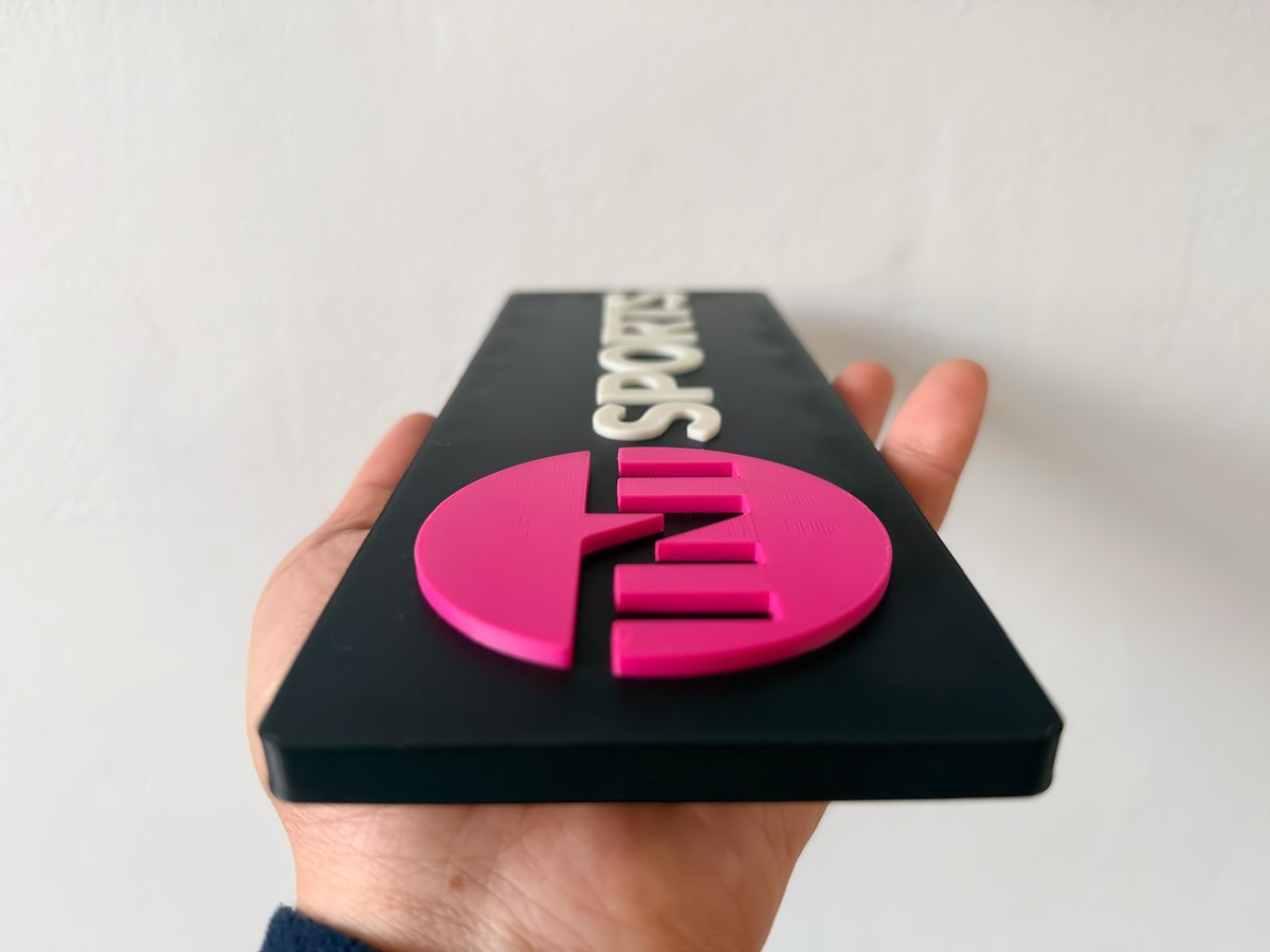 TNT Sports Inspired Wall Plaque, Magenta Black & White, 25cm